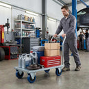 Light Gray 125mm Pressed Steel Fixed Castor with Blue Rubber on Polypropylene Wheel - 140kg Max Load