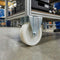 125mm Pressed Steel Fixed Castor with White Nylon Wheel, 4-Hole Top Plate - 160kg Load Capacity