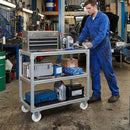 Dim Gray 125mm Pressed Steel Fixed Castor with White Nylon Wheel, 4-Hole Top Plate - 160kg Load Capacity