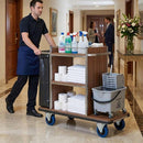 Dark Gray 125mm Pressed Steel Fixed Castor with Blue Rubber on Polypropylene Wheel - 140kg Max Load