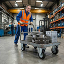 125mm Pressed Steel Fixed Castor Wheel - Black Rubber on Pressed Steel - 110kg Load Capacity