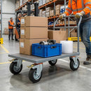 125mm Pressed Steel Swivel Castor Wheel with Directional Brake & Top Plate - Black Rubber - 110kg Load
