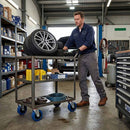 125mm Pressed Steel Swivel Castor with Blue Rubber on Polypropylene Wheel - 140kg Max Load