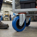 125mm Pressed Steel Swivel Castor with Blue Rubber on Polypropylene Wheel - 140kg Max Load