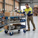 125mm Swivel Castor With Blue Rubber on Polypropylene Wheel, Directional Brake - 140kg Max Load