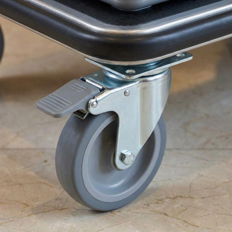 125mm Swivel Castor with Brake | Grey Rubber Wheel | 100kg Capacity