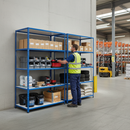 Heavy Duty Industrial Shelving 2440mm High - 200kg Capacity - Melamine - Blue - UK