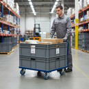 Premium Heavy Duty Dolly Trolley for Safe Transport of Crates and Totes with Swivel Nylon Wheels