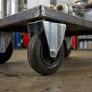 80mm Pressed Steel Fixed Castor with Black Rubber on Polypropylene Wheel - 60kg Load Capacity