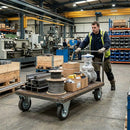 150mm Pressed Steel Fixed Castor Wheel - Black Rubber on Pressed Steel - 130kg Load Capacity