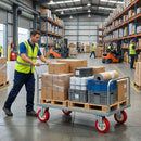 150mm Pressed Steel Swivel Castor Wheel - Red Polyamide, 4-Hole Top Plate - 180kg Load Capacity