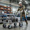 150mm Pressed Steel Swivel Castor Wheel with Directional Brake & Top Plate - Black Rubber - 130kg Load
