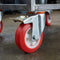 150mm Pressed Steel Swivel Castor Wheel with Directional Brake & Top Plate - Red Polyamide, 180kg Load