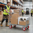 150mm Pressed Steel Swivel Castor Wheel with Directional Brake & Top Plate - Red Polyamide, 180kg Load