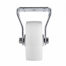 White Smoke 50mm Pressed Steel Fixed Castor Wheel - White Nylon Wheel & 4-Bolt-Hole - 65kg Load Capacity