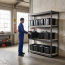 Heavy Duty Shelving Unit - 1600mm High with 8x 62L Storage Boxes