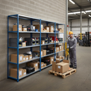 Premium Heavy Duty Industrial Shelving - 1830mm High - 200kg Capacity - Steel - Blue
