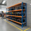 3x Heavy Duty Shelving Units 1800mm High with 8x 37L Storage Boxes - Industrial Warehouse Racking