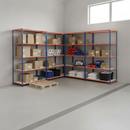 Premium Industrial Shelving - 1830mm High - 200kg Capacity - Blue & Orange