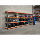 4x Heavy Duty Shelving - 2200mm High - Blue & Orange with 8x 62L Storage Boxes