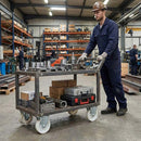 Dark Gray 200mm Pressed Steel Fixed Castor with White Nylon Wheel, 4-Hole Top Plate - 230kg Load Capacity