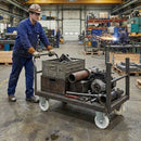 Dim Gray 200mm Pressed Steel Fixed Castor with White Nylon Wheel, 4-Hole Top Plate - 230kg Load Capacity