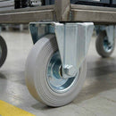 200mm Pressed Steel Fixed Castor Wheel - Grey Rubber on Pressed Steel - 180kg Load Capacity