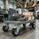 200mm Pressed Steel Swivel Castor Wheel with Directional Brake & Top Plate - Black Rubber - 180kg Load