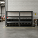 2x Heavy Duty Shelving Units - 2000mm High - Grey with 12x 37L Storage Boxes