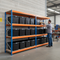 4x Heavy Duty Shelving - 1600mm High - Blue & Orange with 12x 37L Plastic Storage Boxes
