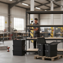 4x Premium Heavy Duty Shelving - 2200mm High - Grey with 12x 37L Plastic Storage Boxes