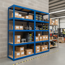 2x Premium Heavy Duty Shelving 2130mm High | 280kg Per Shelf | Blue Steel | UK Garage & Warehouse Storage