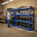 Heavy Duty Shelving 1770mm High Blue - 3 Bay Racking with 12x 37L Storage Boxes