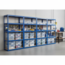 Premium 4x Shelving Units - 1800mm High - Blue with 12x 33.5L Storage Boxes