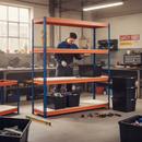 Heavy Duty Shelving Unit - 1600mm High with 8x 37L Plastic Storage Boxes