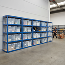 Premium 4x Shelving Units - 1800mm High - Blue with 12x 33.5L Storage Boxes