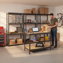 3x Heavy Duty Shelving Units - 1600mm High & 1x Workbench - 1200mm Wide - Grey