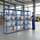 4x Heavy Duty Shelving Units - 1800mm High - Blue with 12x 60L Plastic Storage Boxes