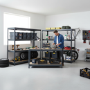 2x Heavy Duty Industrial Shelving - 1770mm High & 1x Professional Workbench - 1600mm Wide - Grey