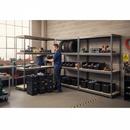 3x Premium Heavy Duty Shelving - 2200mm High - Grey with 12x 62L Plastic Storage Boxes