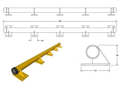 Heavy Duty Steel Wheel Stops - 2500mm x 170mm