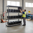 Heavy Duty Shelving with 12x 37L Storage Boxes - 2200mm High - Grey