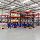 5x Heavy Duty Industrial Shelving - 1980mm High - 400kg Capacity - Steel - Blue & Orange