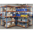 Heavy Duty Industrial Shelving Unit - 3050mm Extra Tall - 340kg Capacity - Blue & Orange Steel