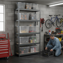 Premium 1800mm High Shelving Unit with 8x 60L Plastic Storage Boxes