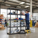 Premium 2x Shelving Units - 2130mm High - Grey with 8x 60L Plastic Storage Boxes