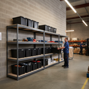 4x Premium Heavy Duty Shelving - 1600mm High - Grey with 8x 37L Plastic Storage Boxes