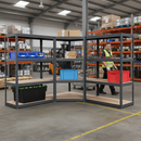 3x Heavy Duty Corner Shelving 1600mm High 200/280kg Capacity - Grey Steel Space-Saving Racking UK