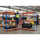 Heavy Duty Industrial Shelving Unit - 1980mm High - 400kg Capacity - 5 Tier Steel - Blue & Orange