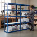 Premium 2x Shelving Units with 12x 60L Plastic Storage Boxes - 2130mm High